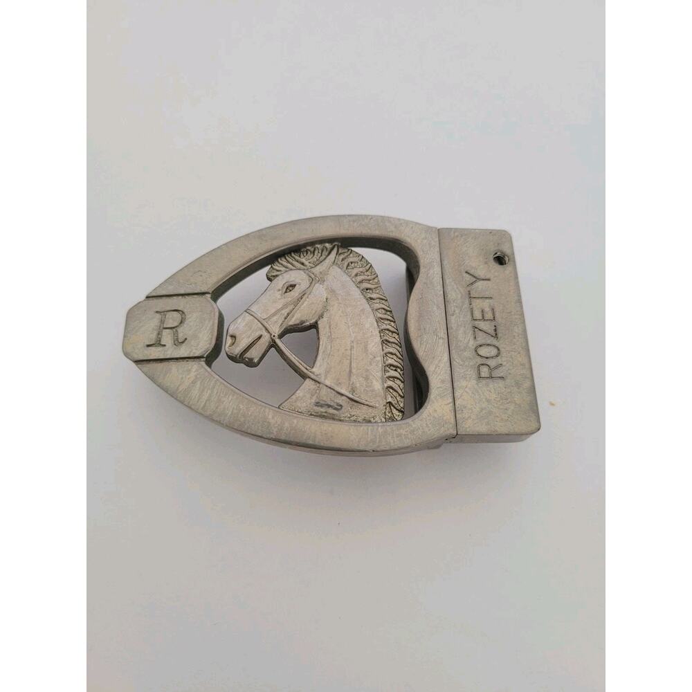 Rozety Equestrian Belt Buckle Replacement Silver Tone Horse Head Vintage Quality
